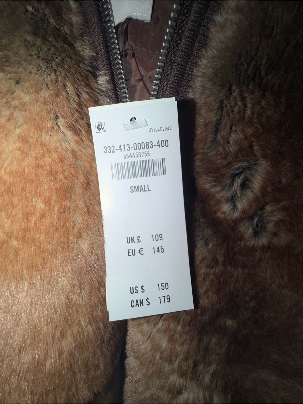 Women Hollister Brown Faux Fur Bomber Jacket size S - Picture 3 of 8